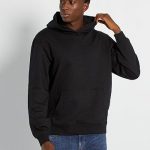 pull capuche noir homme