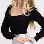 pull col rond noir femme
