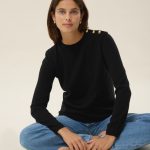 pull col rond noir femme