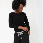 pull col rond noir femme