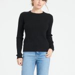 pull col rond noir femme