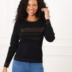 pull col rond noir femme