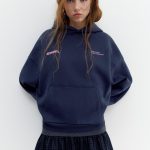 sweat à capuche bleu marine femme