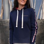 sweat à capuche bleu marine femme
