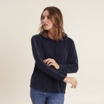 sweat à capuche bleu marine femme