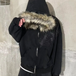 sweat capuche fourrure homme
