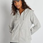 sweat capuche gris femme