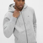 sweat capuche gris homme