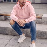 sweat capuche homme rose
