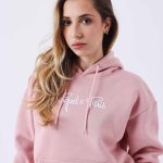 sweat capuche rose femme