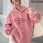 sweat capuche rose femme