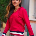 sweat capuche rouge femme